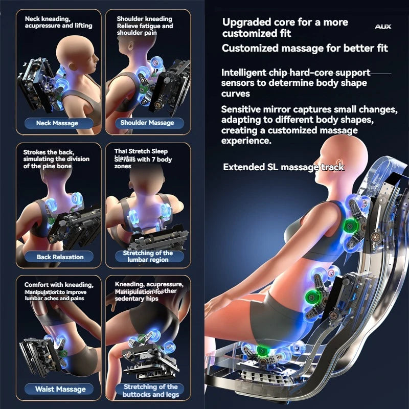 6D AUTO Massage Chairs Full Body Zero Gravity Relaxation Massage Recliner Chair With SL-Track Bluetooth Speaker Heating Massage