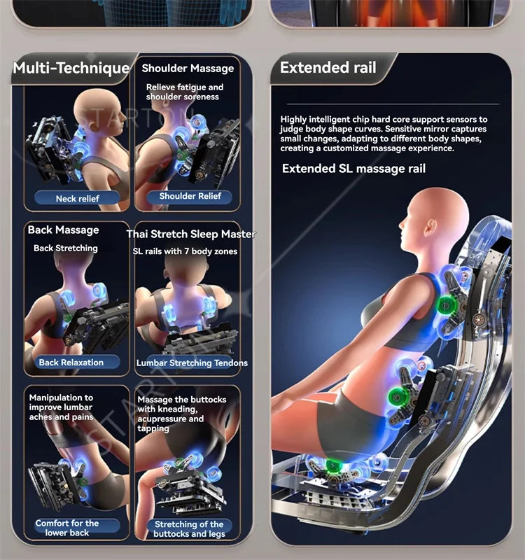 6D AUTO Massage Chairs Full Body Zero Gravity Relaxation Massage Recliner Chair With SL-Track Bluetooth Speaker Heating Massage