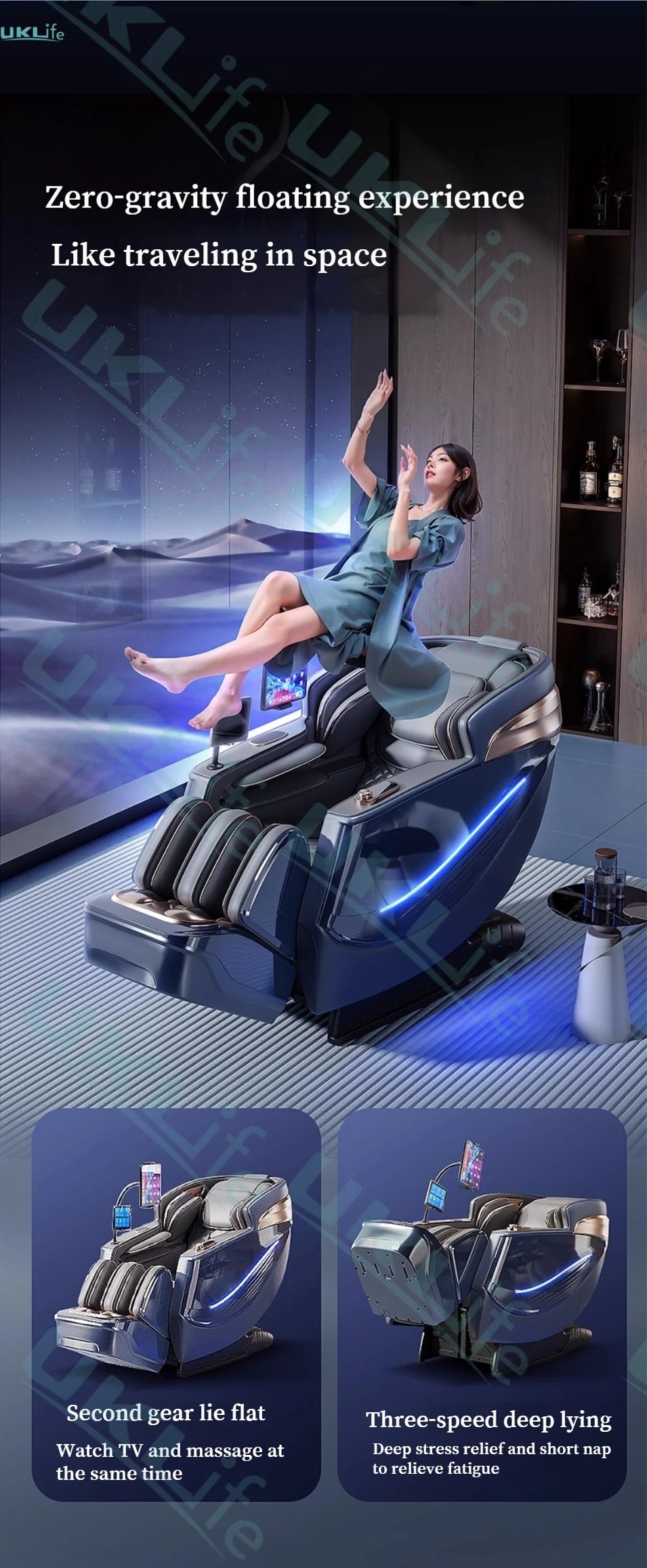Dual Core 6D Massage Chair with SL Track, Heating Shawl, Thai Stretch & AI Voice - Full Body Zero Gravity Recliner