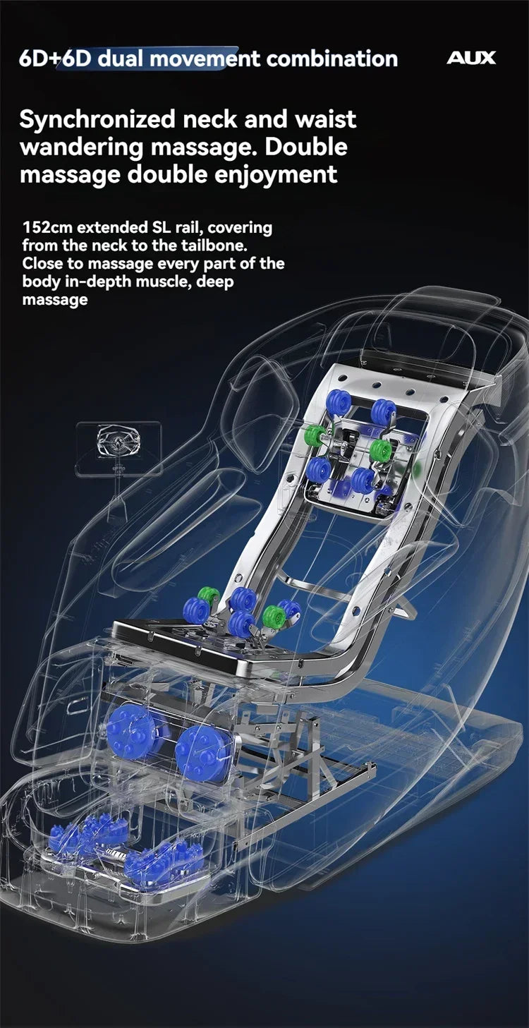 Dual-Core 6D+6D Massage Chair Full Body Zero Gravity Massage Recliner Chairs  Stretch Relaxation Massage Chair