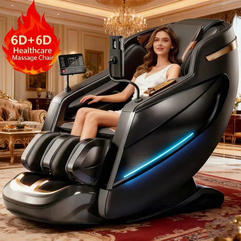 Dual-Core 6D+6D Massage Chair Full Body Zero Gravity Massage Recliner Chairs  Stretch Relaxation Massage Chair