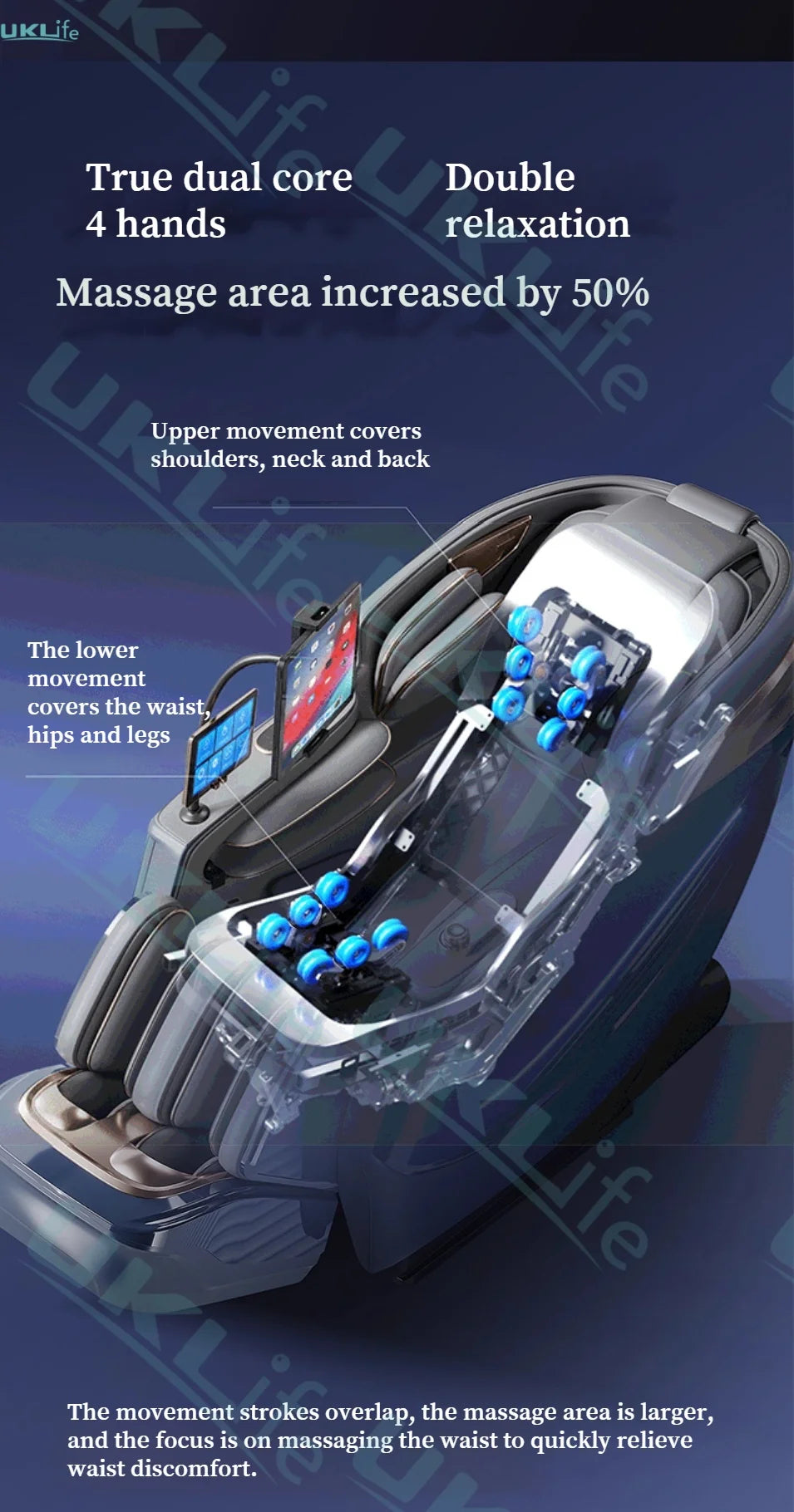 Dual Core 6D Massage Chair with SL Track, Heating Shawl, Thai Stretch & AI Voice - Full Body Zero Gravity Recliner
