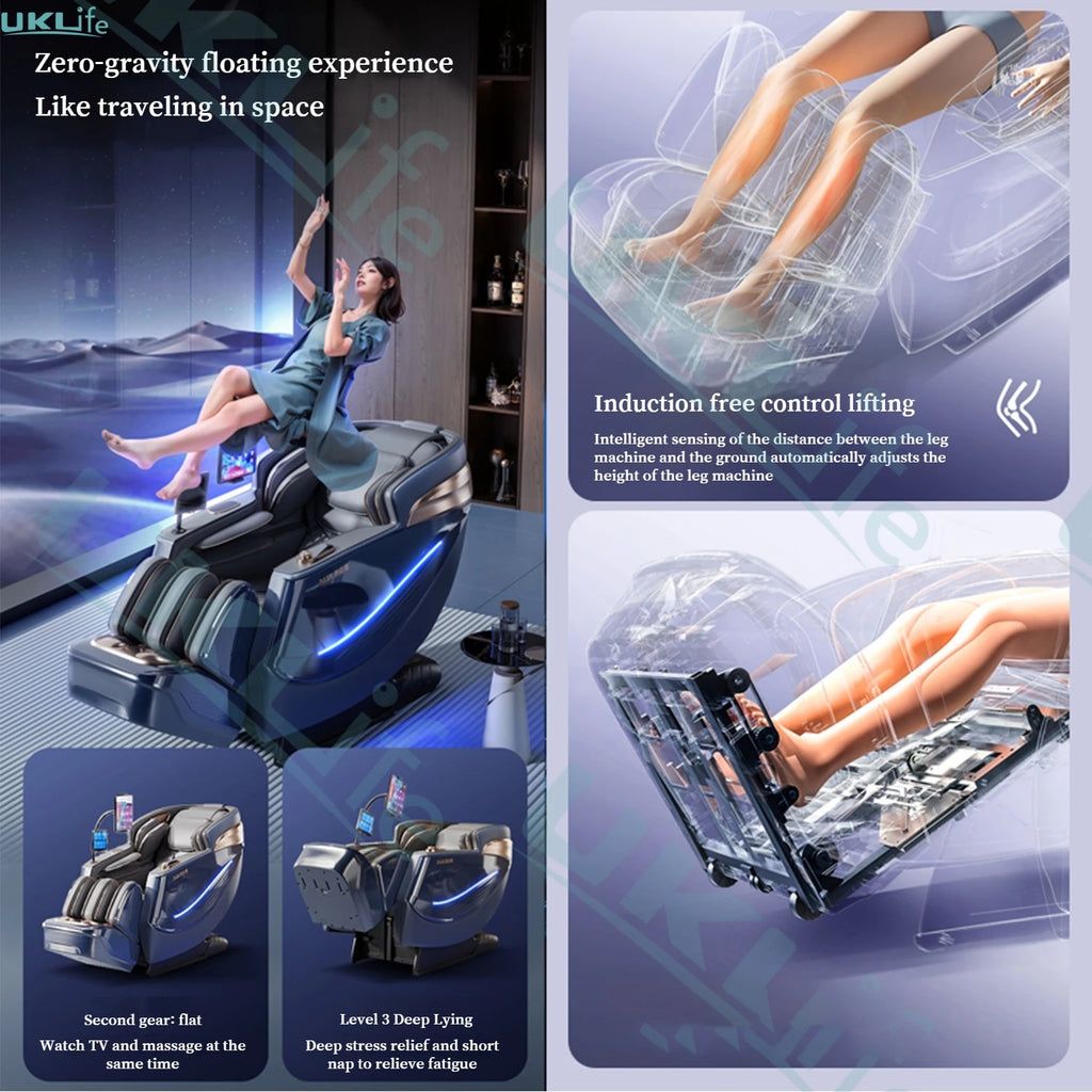 Dual Core 6D Massage Chair with SL Track, Heating Shawl, Thai Stretch & AI Voice - Full Body Zero Gravity Recliner