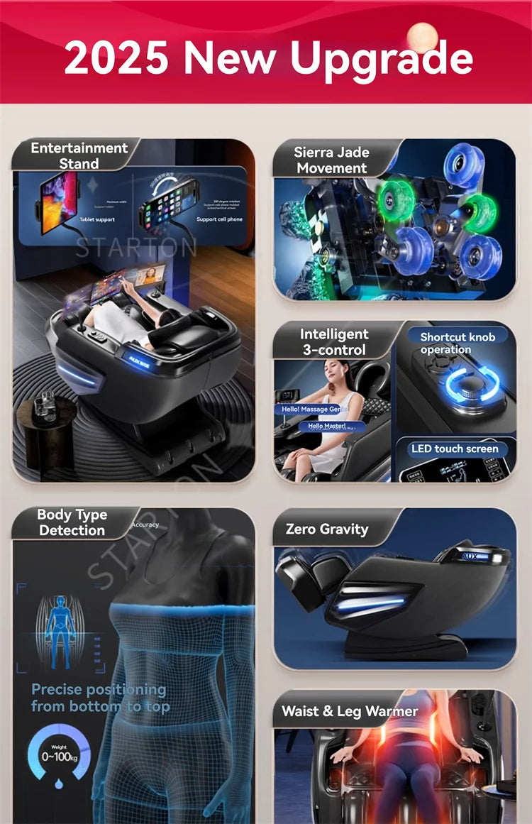 6D AUTO Massage Chairs Full Body Zero Gravity Relaxation Massage Recliner Chair With SL-Track Bluetooth Speaker Heating Massage